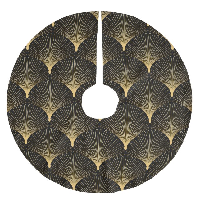 Jupon De Sapin En Polyester Brossé Art Déco : motif d'or noir. (Devant)