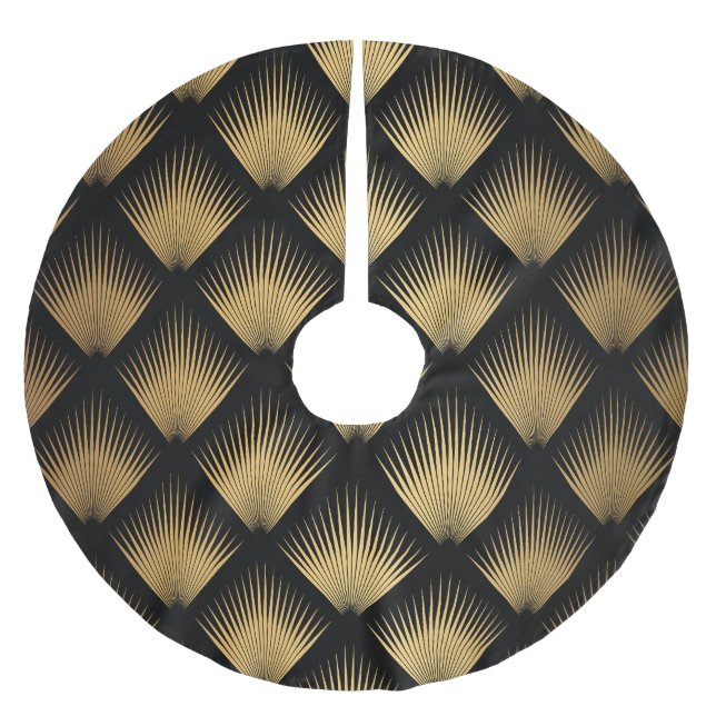 Jupon De Sapin En Polyester Brossé Art Déco, motif d'or noir. (Devant)
