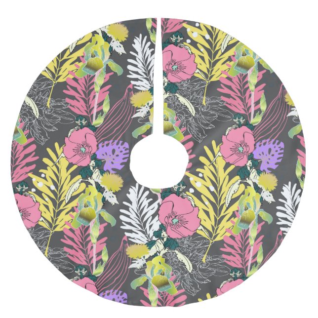 Jupon De Sapin En Polyester Brossé Art Fleur Tropical : Motif original. (Devant)