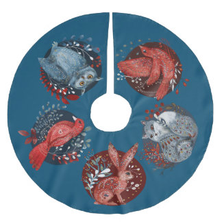 Jupon De Sapin En Polyester Brossé Art folklorique nordique, Animaux boisés,