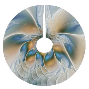 Jupon De Sapin En Polyester Brossé Art fractal abstrait et fantaisiste avec du bleu