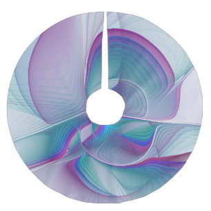 Jupon De Sapin En Polyester Brossé Art Fractal Abstrait rose bleu turquoise