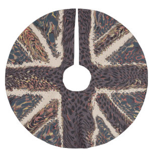 Jupon De Sapin En Polyester Brossé Art Liquide Union Jack Brown, Motif animal sauvage