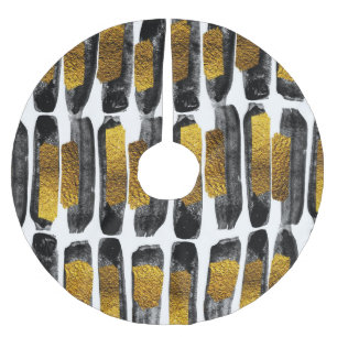 Jupon De Sapin En Polyester Brossé Artiste dorée : Noir & Or Abstrait