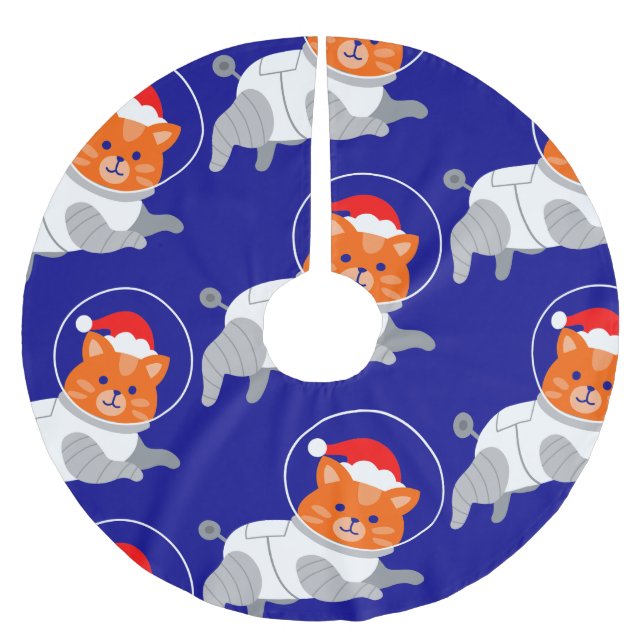 Jupon De Sapin En Polyester Brossé astronaute chat laid noël père Noël (Devant)