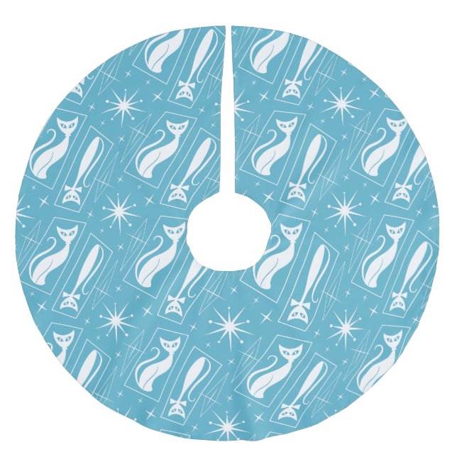 Jupon De Sapin En Polyester Brossé Atomique Star Cat MidCentury Moderne MCM de Noël (Devant)