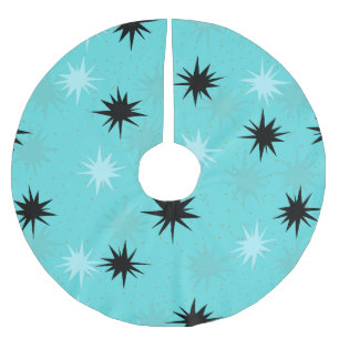 Jupon De Sapin En Polyester Brossé Atomique Turquoise Starbursts Arbre Jupe