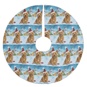 Jupon De Sapin En Polyester Brossé Australie Terrier Winter Wonderland Noël