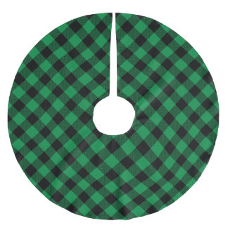 Jupon De Sapin En Polyester Brossé Baguette Plaid de Buffalo Vert et Noir