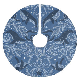 Jupon De Sapin En Polyester Brossé Baleines nautiques, motif de texture damassée.
