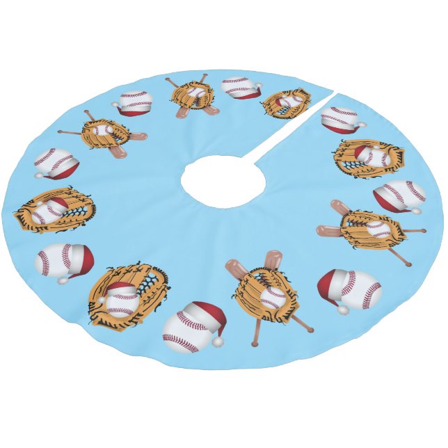 Jupon De Sapin En Polyester Brossé Balles de Noël, chauves-souris et gants (Angle)