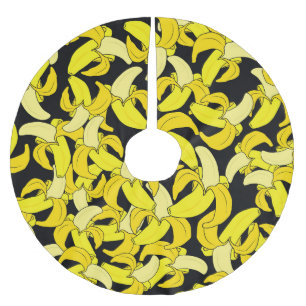 Jupon De Sapin En Polyester Brossé Bananes jaunes vintages : Arrière - plan noir