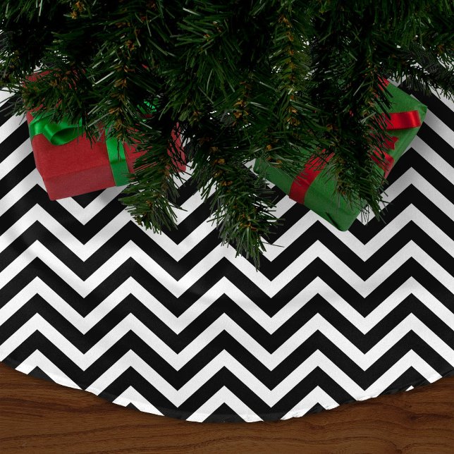 Jupon De Sapin En Polyester Brossé Bandes Chevron Noir et Blanc (Créateur téléchargé)