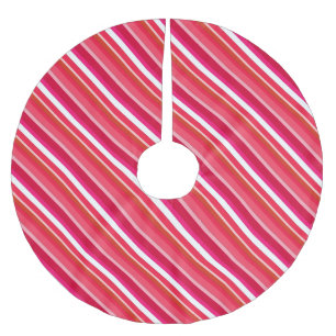 Jupon De Sapin En Polyester Brossé Bandes de bonbons en couches - rouge, rose et blan