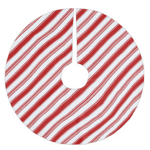 Jupon De Sapin En Polyester Brossé Bandes de bonbons rouges et blanches