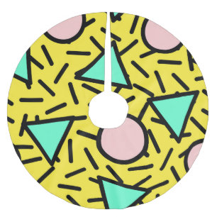 Jupon De Sapin En Polyester Brossé Bandes de mosaïque : rétro memphis motif