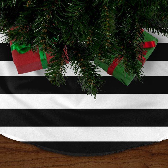 Jupon De Sapin En Polyester Brossé Bandes de Preppy noir et blanc (Créateur téléchargé)