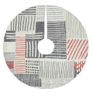 Jupon De Sapin En Polyester Brossé Bandes géométriques dessinées à la main, motif san