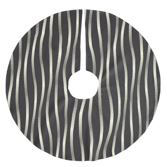 Jupon De Sapin En Polyester Brossé Bandes ondulées dorées, texture luxueuse (Devant)