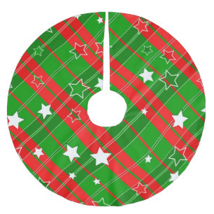 Jupon De Sapin En Polyester Brossé Bandes Rouges Et Vertes