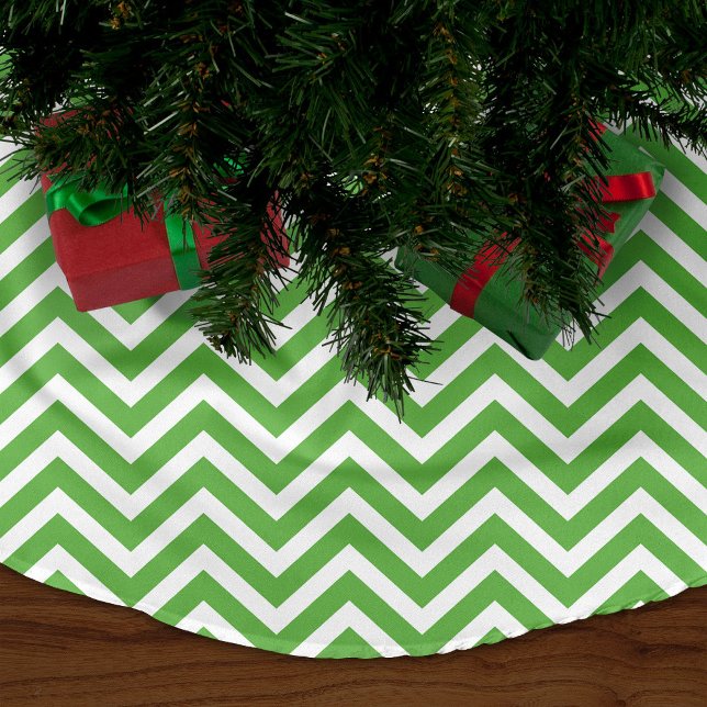 Jupon De Sapin En Polyester Brossé Bandes vertes Chevron (Créateur téléchargé)