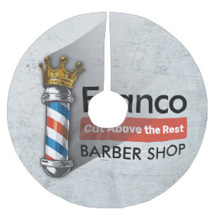 Jupon De Sapin En Polyester Brossé Barber Hair Shop King Crown Barber Pole Hair Salon