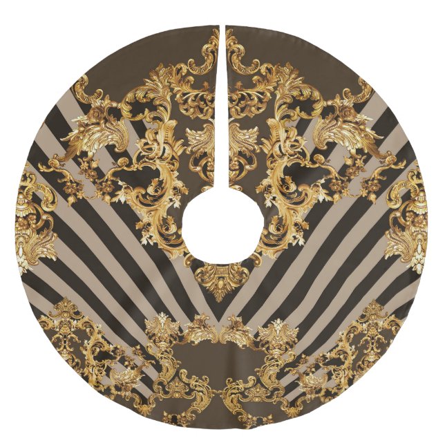 Jupon De Sapin En Polyester Brossé Baroque d'or : conception motif géométrique (Devant)