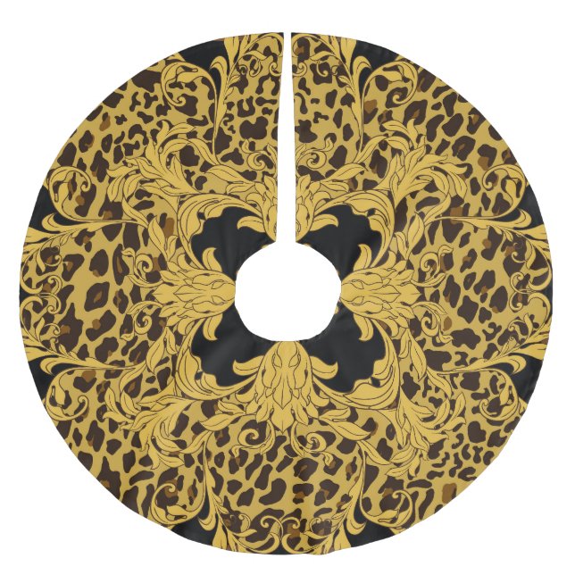Jupon De Sapin En Polyester Brossé Baroque léopard, Poster de animal orné (Devant)