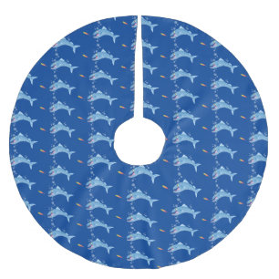 Jupon De Sapin En Polyester Brossé Barracuda poisson affamé de la pêche dessin animé