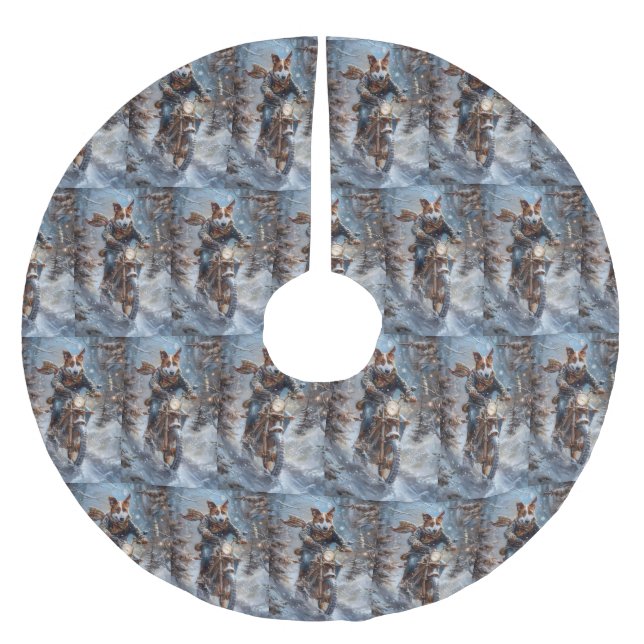 Jupon De Sapin En Polyester Brossé Basenji Chien équitation Moto Noël (Devant)