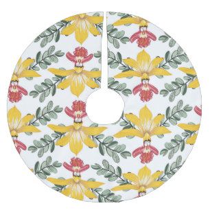 Jupon De Sapin En Polyester Brossé Beauté de l'orchidée : motif floral Elégance.