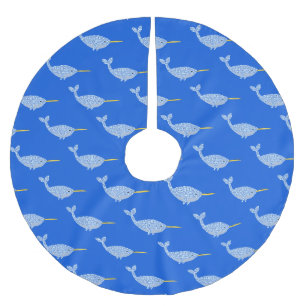Jupon De Sapin En Polyester Brossé Bébé bleu mignon Garçon Narwhal Premier Noël