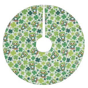 Jupon De Sapin En Polyester Brossé Bébé Hibou Mignon St Patrick Dessin Animé