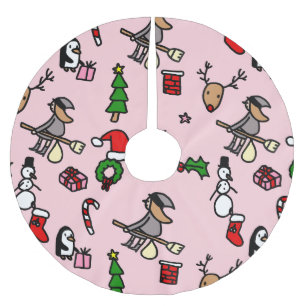 Jupon De Sapin En Polyester Brossé befana de noël rose