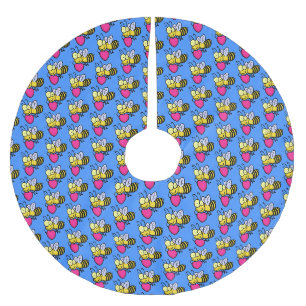 Jupon De Sapin En Polyester Brossé Belle abeille drôle avec dessin animé du coeur