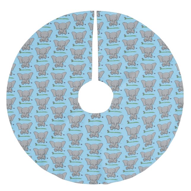 Jupon De Sapin En Polyester Brossé Belle adorable dessin d'éléphant bébé (Devant)