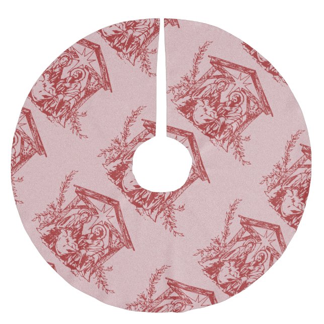 Jupon De Sapin En Polyester Brossé Belle Nativité rouge (Devant)