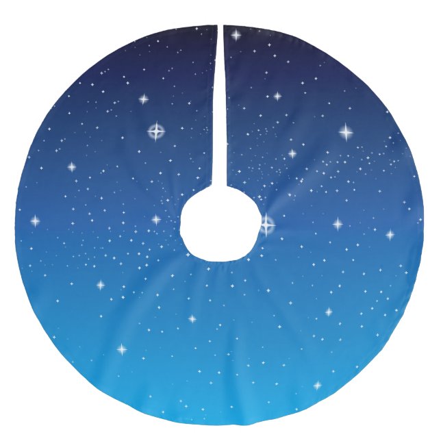 Jupon De Sapin En Polyester Brossé Belle nuit bleue étoilée (Devant)