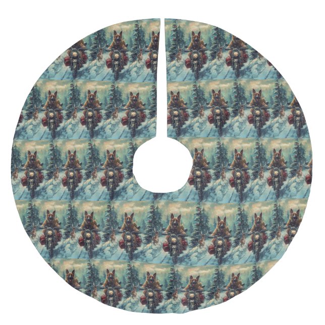 Jupon De Sapin En Polyester Brossé Berger belge Chien à cheval Moto Noël (Devant)