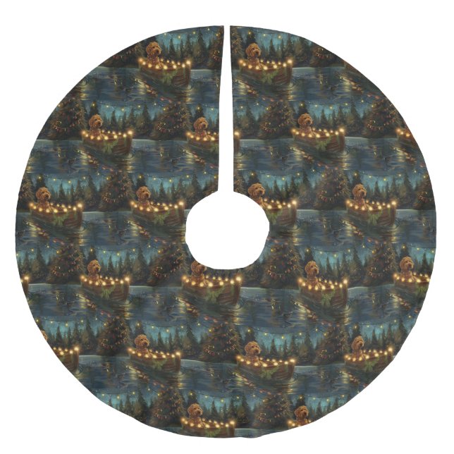 Jupon De Sapin En Polyester Brossé Bernedoodle Noël Festival Voyage (Devant)