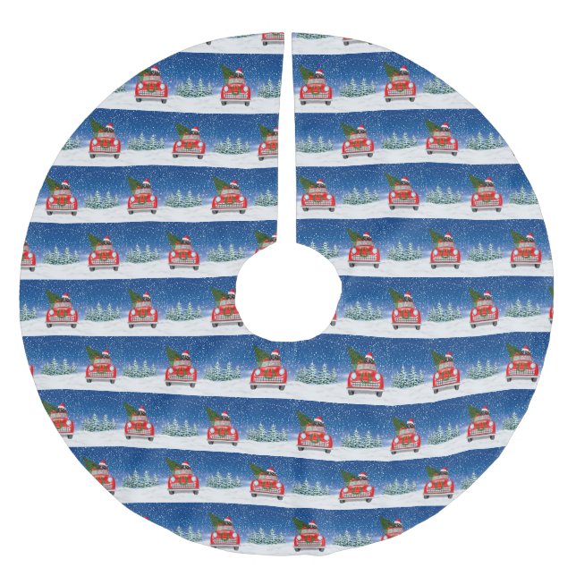 Jupon De Sapin En Polyester Brossé Bernois Mountain Dog Conduite Voiture En Neige Noë (Devant)