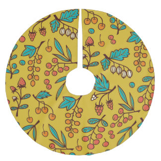 Jupon De Sapin En Polyester Brossé Berries sur branches, motif naturel sans soudure.