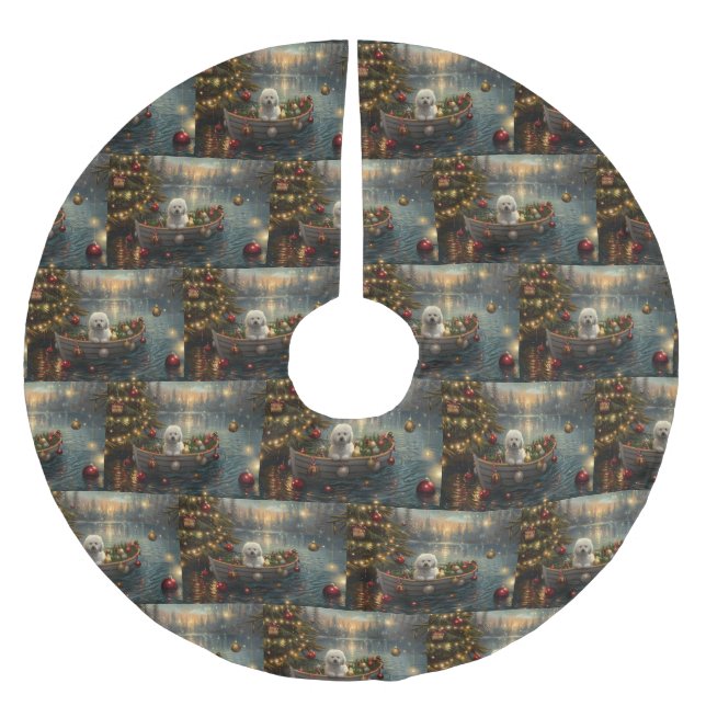Jupon De Sapin En Polyester Brossé Bichon Frise Noël Festive Voyage (Devant)