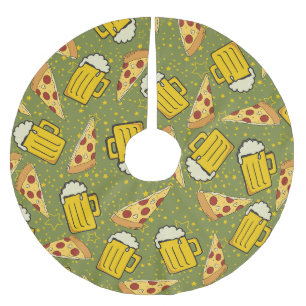 Jupon De Sapin En Polyester Brossé Bière et Motif de pizza