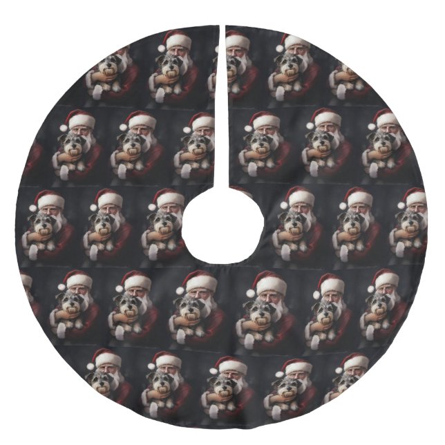 Jupon De Sapin En Polyester Brossé Biewer Terrier Avec Noël Festif Du Père Noël (Devant)