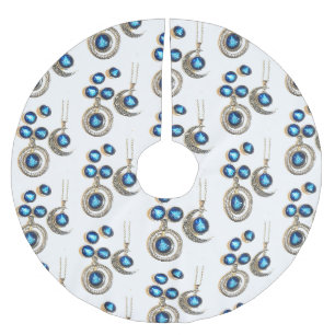 Jupon De Sapin En Polyester Brossé Bijoux de Noël Arbre bleu noir brillant Lune