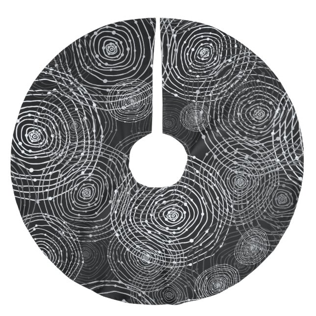 Jupon De Sapin En Polyester Brossé Blanc Noir : Formes Rondes Simples. (Devant)