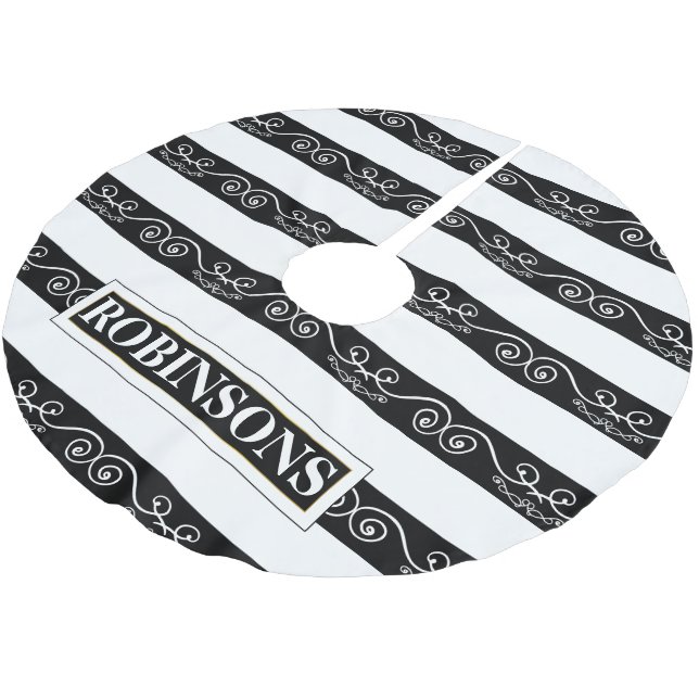 Jupon De Sapin En Polyester Brossé Blanc noir rayé élégant (Angle)