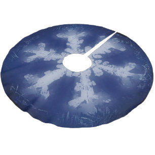 Jupon De Sapin En Polyester Brossé Blanc sur le flocon bleu-noir