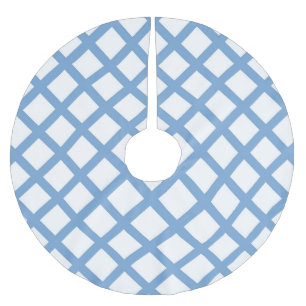 Jupon De Sapin En Polyester Brossé Bleu Blanc Arlequin Diamond Motif